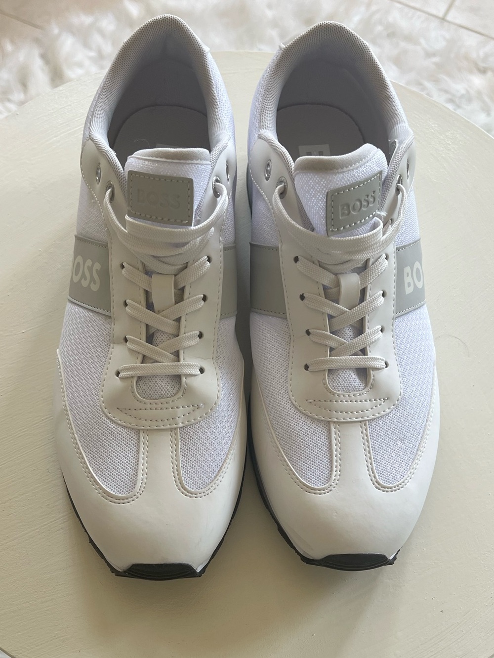 BOSS White & Light Gray Men's Athletic Sneakers
